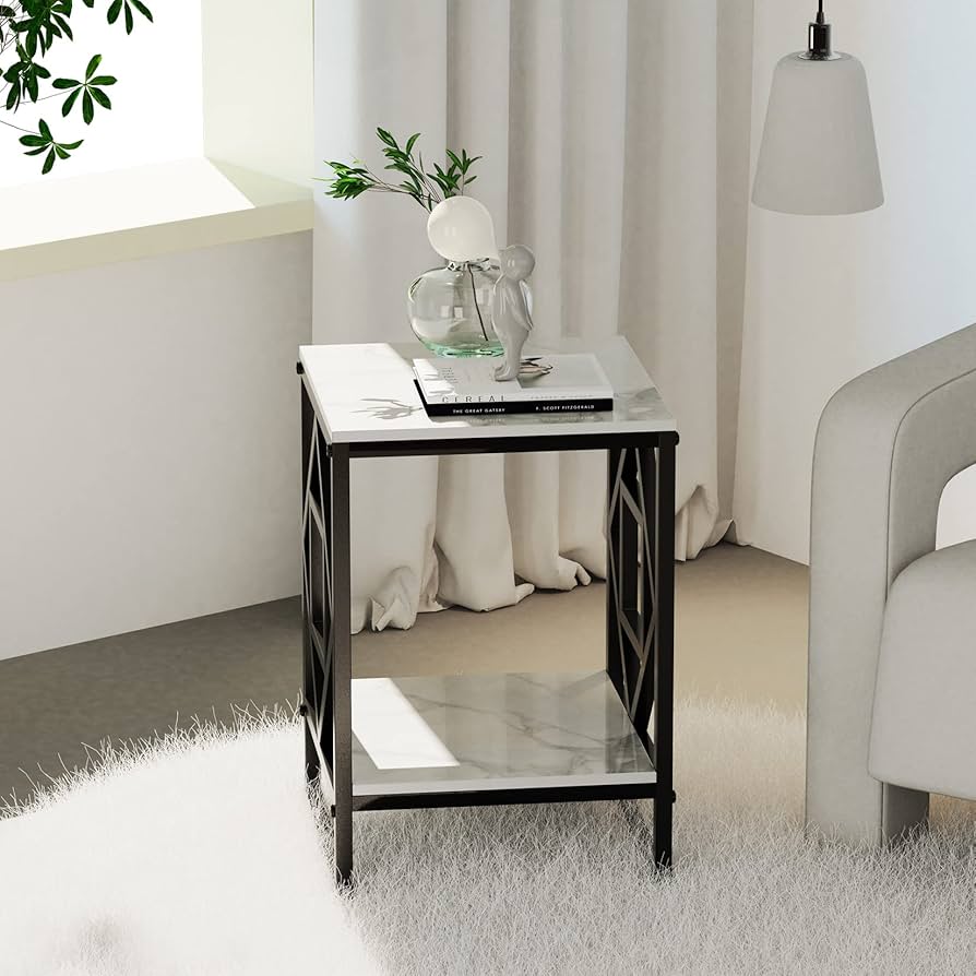 ★未使用　Casa Coner　ナイトテーブル セラミック天板 大理石調★ ☆未使用 Casa Coner ナイトテーブル セラミック天板 大理石調